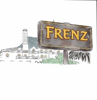 Illustration of a hotel with a Frenz sign