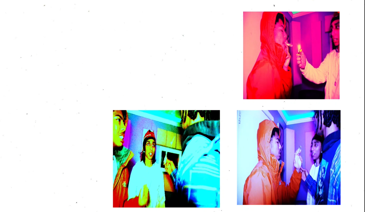 Neon pink and blue photographs of friends